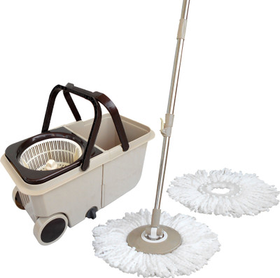 

fashion Rokz Trolley wheel bucket with Pure and High quality Brown Wet & Dry Mop(Brown 1.23 m)