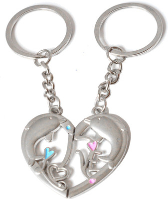 

Faynci Valentine day Gift Dolphin Love theme Magnetic Heart Keychain Gifting for your loved one Key Chain