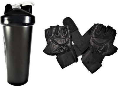 

Vigor perfect combo of Supplement shaker & leather pedding gym gloves Gym & Fitness, Home Gym Kit