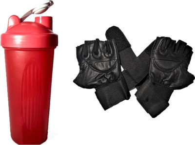 

VIGOR Combo of supplement shaker & leather gym gloves Gym & Fitness, Home Gym Kit