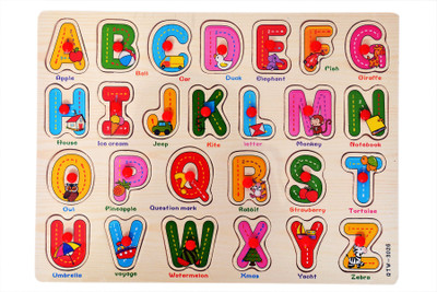

SuperToy Wooden Alphabet Puzzle With Knobs (Capital Letters)(Multicolor)