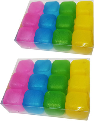 

Confidence Pack of 20 Square Plastic Reusable Ice Cubes, | Filled With Pure Water(Multicolor)