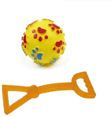 

Sri High Quality Durable And strong Rubber Stick Toy With Free Paw Print Squeaky chew Ball Toy For Small Pets (Yellow) Rubber Chew Toy For Dog & Cat