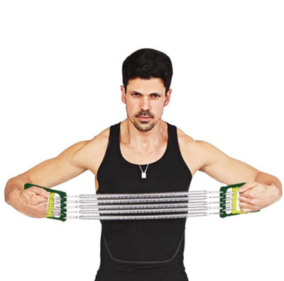 

Total Height metal Chest Expander Exerciser Hand Gripper with 5 Springs Resistance Tube(Silver)