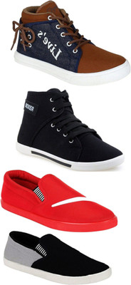 

Clymb Combo Pack Of 4 Loafers & Sneakers High Tops For Men(Blue, Brown, Navy, Red, Black, Multicolor