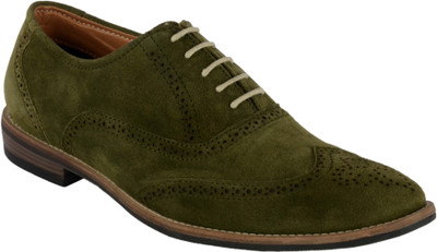

Goosebird Men's Suede Leather Oxford Shoes Casual Lace up Dress Shoes Casuals For Men(Olive