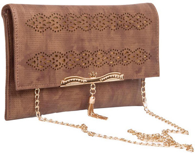 Aliado Women Evening/Party Brown Leatherette Sling Bag
