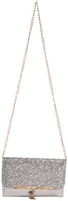 

Aliado Women Evening/Party Silver Leatherette Sling Bag