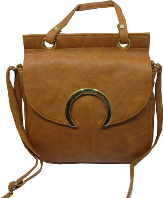 

Rahmanbags Girls Casual Brown PU Sling Bag