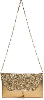 

Aliado Women Evening/Party Gold Leatherette Sling Bag