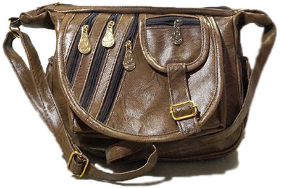 

MK Enterprises Girls Casual Brown Leatherette Sling Bag