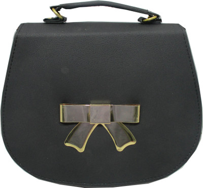 

Rahmanbags Girls Casual Black PU Sling Bag