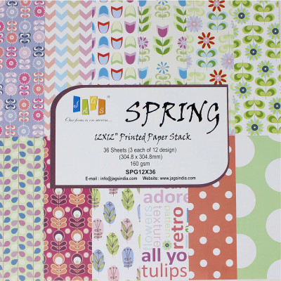 

JAGS 12x12 Inch Craft Papers Spring - (CPPS69) - 12 Pattern Designs 36 Sheets