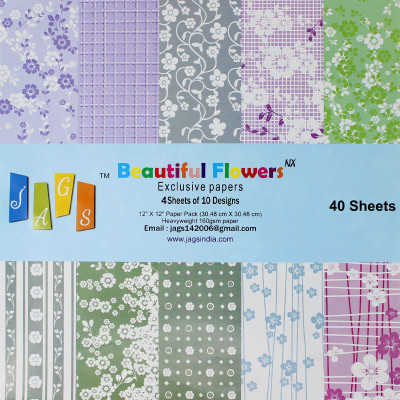 

JAGS 12x12 Inch Craft Papers Beautiful Flower NX - (CPPS53) - 10 Pattern Designs 40 Sheets