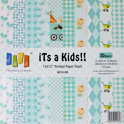 

JAGS 12x12 Inch Craft Papers It’s a Kids!! - (CPPS68) - 10 Pattern Designs 30 Sheets