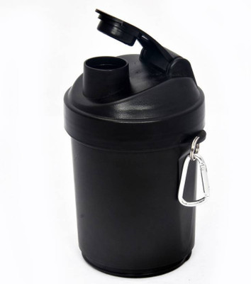 

Go Shaker Protein shaker bottle, 500 ml, Leak proof, 2 storage with pills section & a hook 500 ml Shaker(Pack of 1, Black)