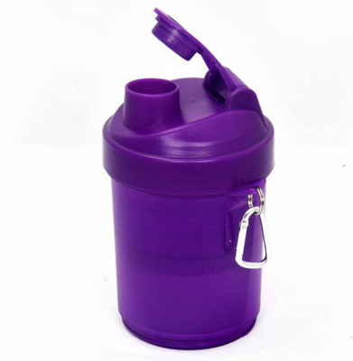 

Go Shaker Protein shaker bottle, 500 ml, Leak proof, 2 storage with pills section & a hook 500 ml Shaker(Pack of 1, Blue)
