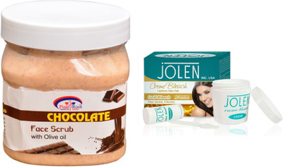 

Pink Root Chocolate Scrub 500ml and JOLEN Gold Bleach Crème 18g(Set of 2)