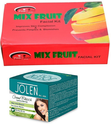 

Pink Root Gold Facial Kit gm and JOLEN Aloe Vera Bleach Crème 18g(Set of 2)