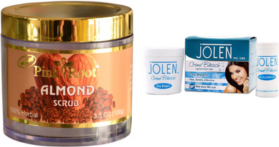 

Pink Root Almond Scrub 100gm and JOLEN Oxy Bleach Crème 35g(Set of 2)