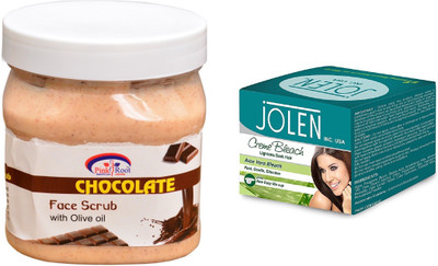 

Pink Root Chocolate Scrub 500ml and JOLEN Aloe Vera Bleach Crème 18g(Set of 2)