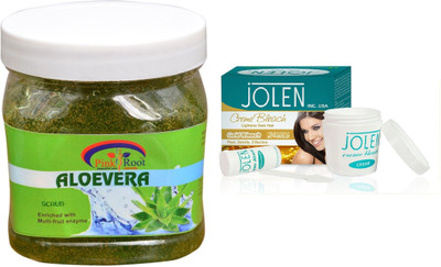 

Pink Root Aloe Vera Scrub 500ml and JOLEN Gold Bleach Crème 18g(Set of 2)