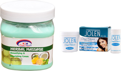 

Pink Root Almond Nourishing Cream 500ml and JOLEN Oxy Bleach Crème 35g(Set of 2)