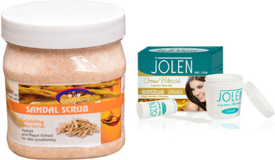 

Pink Root Sandal Scrub 500ml and JOLEN Gold Bleach Crème 18g(Set of 2)