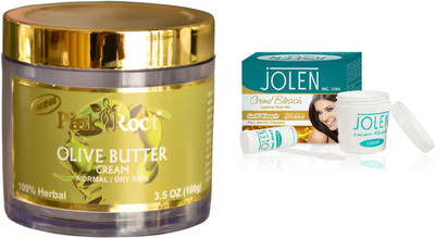 

Pink Root Olive Butter Cream 100gm and JOLEN Gold Bleach Crème 18g(Set of 2)