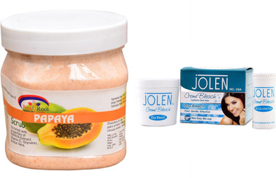 

Pink Root Papaya Scrub 500ml and JOLEN Oxy Bleach Crème 35g(Set of 2)
