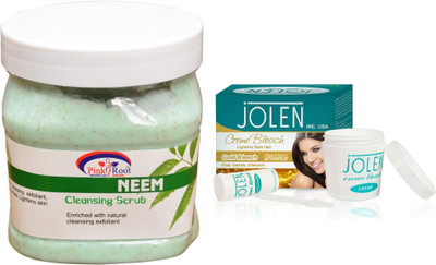 

Pink Root Neem Scrub 500ml and JOLEN Gold Bleach Crème 18g(Set of 2)