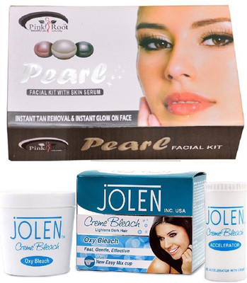 

Pink Root Pearl Facial Kit 83g and JOLEN Oxy Bleach Crème 35g(Set of 2)