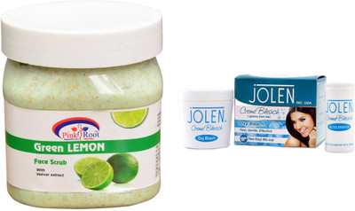 

Pink Root Green Lemon Scrub 500ml and JOLEN Oxy Bleach Crème 35g(Set of 2)