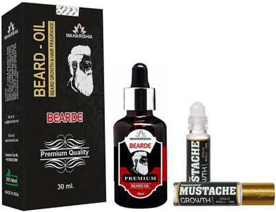 

Maharishia Premium Bearde Beard Growth Oil And Gold Mustache Growth Roll On(Set of 2)