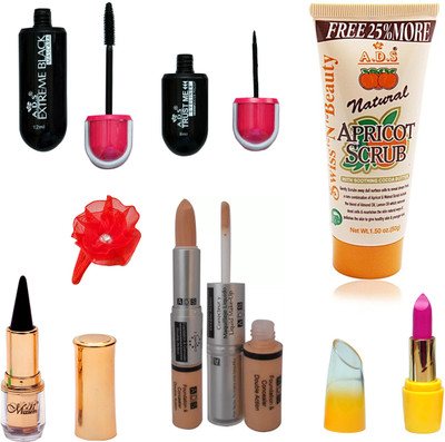 

ADS Eyeliner, Mascara, Kajal, Scrub, Lipstic, Foundation & Concealer Double Action and band(Set of 7)