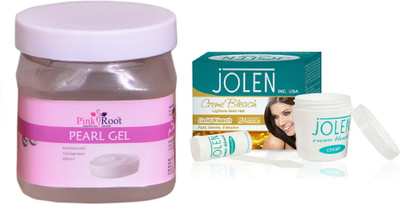 

Pink Root Tea Tree Mud Mask 500ml and JOLEN Gold Bleach Crème 18g(Set of 2)