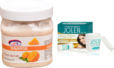 Pink Root Orange Scrub 500ml and JOLEN Gold Bleach Crème 18g(Set of 2)