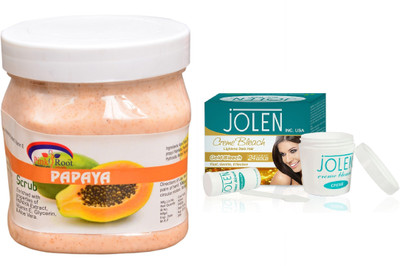 

Pink Root Papaya Scrub 500ml and JOLEN Gold Bleach Crème 18g(Set of 2)