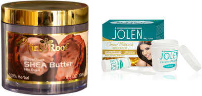 

Pink Root Shea Butter Skin Cream 100gm and JOLEN Gold Bleach Crème 18g(Set of 2)