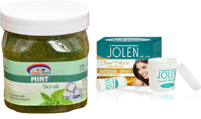 

Pink Root Mint Scrub 500ml and JOLEN Gold Bleach Crème 18g(Set of 2)