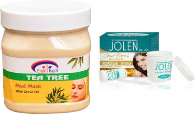 

Pink Root Sandal & Turmeric Mask 500ml and JOLEN Gold Bleach Crème 18g(Set of 2)