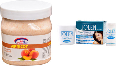 

Pink Root Apricot Scrub 500ml and JOLEN Oxy Bleach Crème 35g(Set of 2)