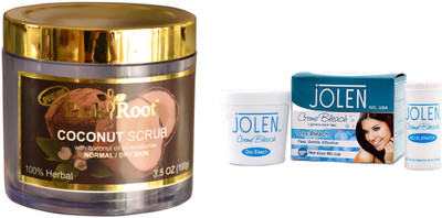 

Pink Root Coconut Scrub 100gm and JOLEN Oxy Bleach Crème 35g(Set of 2)