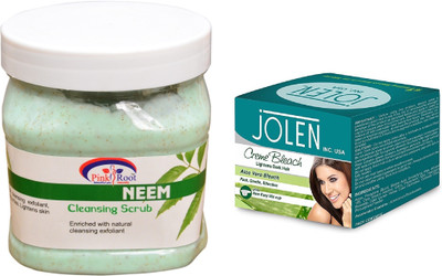 

Pink Root Neem Scrub 500ml and JOLEN Aloe Vera Bleach Crème 18g(Set of 2)