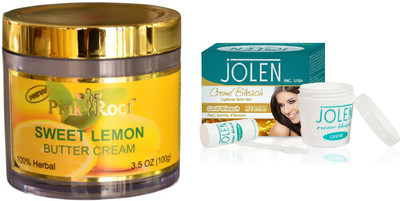 

Pink Root Sweet Lemon Butter Cream 100gm and JOLEN Gold Bleach Crème 18g(Set of 2)