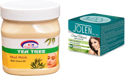 

Pink Root Sandal & Turmeric Mask 500ml and JOLEN Aloe Vera Bleach Crème 18g(Set of 2)