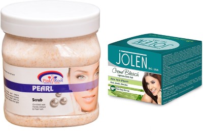 

Pink Root Pearl Scrub 500ml and JOLEN Aloe Vera Bleach Crème 18g(Set of 2)