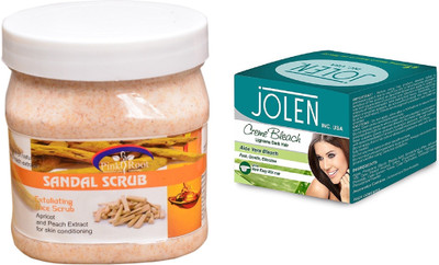 

Pink Root Sandal Scrub 500ml and JOLEN Aloe Vera Bleach Crème 18g(Set of 2)