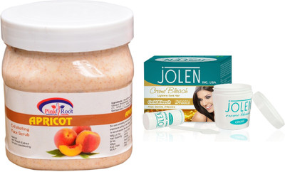

Pink Root Apricot Scrub 500ml and JOLEN Gold Bleach Crème 18g(Set of 2)