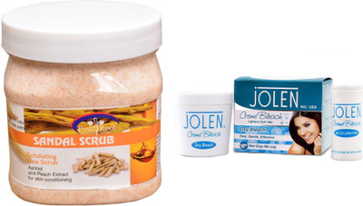 

Pink Root Sandal Scrub 500ml and JOLEN Oxy Bleach Crème 35g(Set of 2)